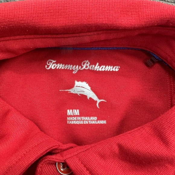 Tommy Bahama Polo Shirt Men Medium Red Polyester Short Sleeve Golf Golfing. - Picture 3 of 11